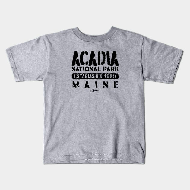 Acadia National Park, Established 1929, Maine Kids T-Shirt by jcombs